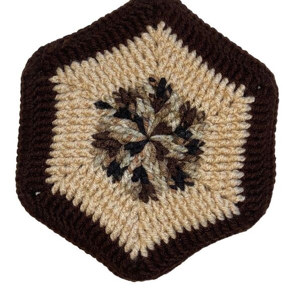 Set Of 3 Handmade Grandma Crochet Pot Holders/ Rests Brown Multicolor 9 Inch - Picture 2 of 4